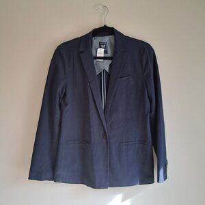 NWD Gap 6 navy blue linen blend blazer jacket coat preppy